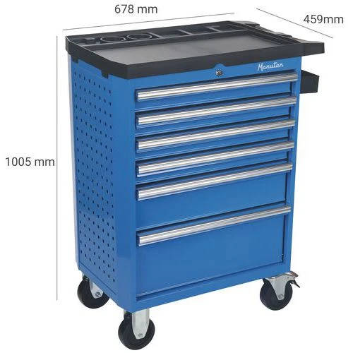 Tool Trolley - 6/7 Drawers - Perforated Sides & Bottle Tray - Manutan 20 Tool Trolley - 6/7 Drawers - Perforated Sides & Bottle Tray - Manutan - Image 18