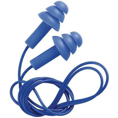 Silicone Earplugs & Cord - Reusable - 21db Noise Cancelling - Manutan 3 Silicone Earplugs & Cord - Reusable - 21db Noise Cancelling - Manutan