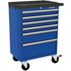 Tool Trolley - 6/7 Drawers - Perforated Sides & Bottle Tray - Manutan 34 Tool Trolley - 6/7 Drawers - Perforated Sides & Bottle Tray - Manutan -Storage Equipment Store AIG2319135