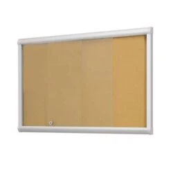 Leader Indoor Enclosed Bulletin Board With Sliding Doors - Cork Board - Security Glass Door -Storage Equipment Store AIG2358376