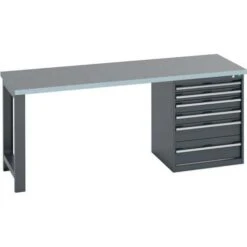 Bott Cubio Heavy Duty Workbench With Lino Worktop & Drawers HxWxD 840x2000x750mm -Storage Equipment Store AIG29685962