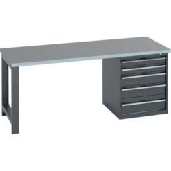 Bott Cubio Heavy Duty Workbench With Lino Worktop & Drawers HxWxD 840x2000x900mm -Storage Equipment Store AIG29686269