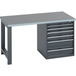 Bott Cubio Heavy Duty Workbench With Lino Worktop & Drawers HxWxD 840x1500x900mm -Storage Equipment Store AIG29686274