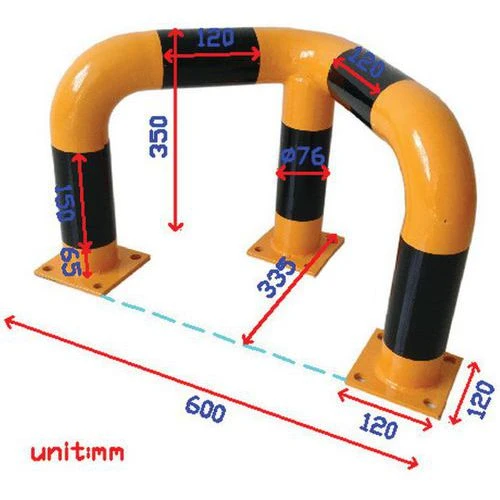 Corner Traffic Hoop Barriers - Black & Yellow - Steel - Manutan UK 3 Corner Traffic Hoop Barriers - Black & Yellow - Steel - Manutan UK