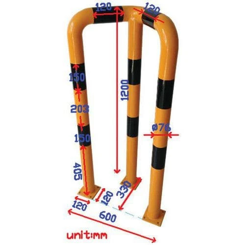 Corner Traffic Hoop Barriers - Black & Yellow - Steel - Manutan UK 4 Corner Traffic Hoop Barriers - Black & Yellow - Steel - Manutan UK - Image 2