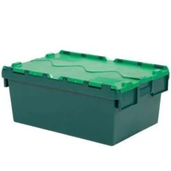 Tote Box With Attached Lid Green -Storage Equipment Store AIG3608082