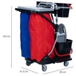 Janitor Cart/Cleaning Trolley - Four Buckets & 120 Litre Bin - Manutan -Storage Equipment Store AIG37414797