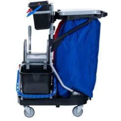 Janitor Cart/Cleaning Trolley - Four Buckets & 120 Litre Bin - Manutan -Storage Equipment Store AIG37414799