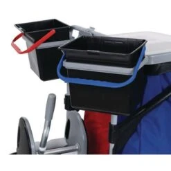 Janitor Cart/Cleaning Trolley - Four Buckets & 120 Litre Bin - Manutan -Storage Equipment Store AIG37414807
