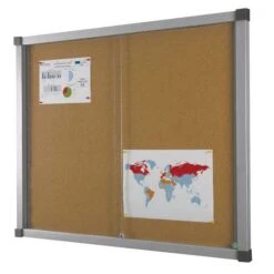 Cube Enclosed Bulletin Board - Cork Board - Safety Glass Door -Storage Equipment Store AIG379156