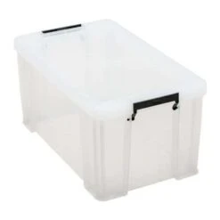 54 Litre Clear Plastic Storage Boxes - Clip Lock Lids - Manutan UK -Storage Equipment Store AIG3881481