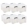 Manutan 6 X 36L Boxes Clear With Grey Handles -Storage Equipment Store AIG3881488