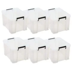 Manutan 6 X 36L Boxes Clear With Grey Handles