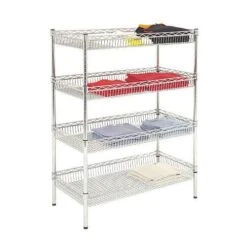 Chrome Wire Basket Shelving - 455d With 4 Shelves
