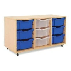 Mobile Melamine Storage Unit (635h X 1050w) Complete With 9 Deep Gratnells Trays