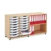 Mobile Melamine Storage Unit (754h X 1350w) Complete With 16 Shallow Gratnells Trays -Storage Equipment Store AIG3881922