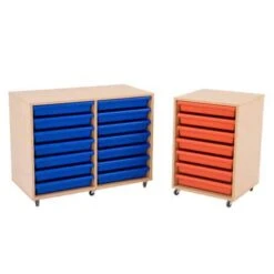 Mobile Melamine Storage Unit Complete With A3 Gratnells Trays
