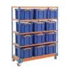 Rapid 2 Medium Duty Mobile Shelving Bay - 1700h With 4 Shelves And 12 Really Useful Boxes -Storage Equipment Store AIG3882407