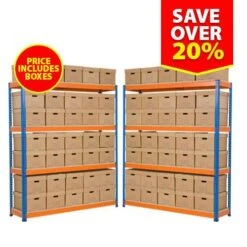 2 Bays Of Rapid 1 Shelving With 50 Or 70 Document Boxes - 1830w 455d