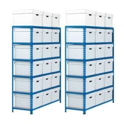 2 Bays Of Rapid 2 Shelving With 6 Shelves With 36 Document Boxes - 1600h 1120w 455d