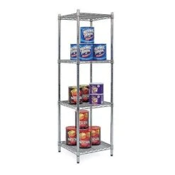 Chrome Wire Square Shelving Bay - 4 Shelves -Storage Equipment Store AIG3884094
