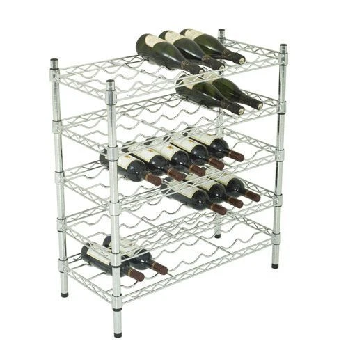 Chrome Wine Rack With 35 To 63 Bottle Capacity - 355d 3 Chrome Wine Rack With 35 To 63 Bottle Capacity - 355d