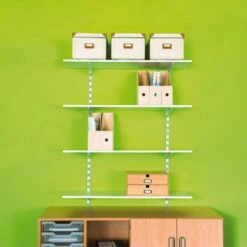 Wall Mounted Twin Slot Shelving With 4 Shelves