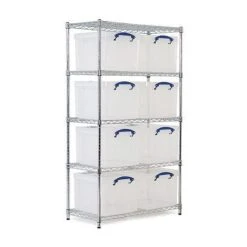 Chrome Shelving Bay With 35L Really Useful Boxes - Make Your Selection 8 Chrome Shelving Bay With 35L Really Useful Boxes - Make Your Selection -Storage Equipment Store AIG3884247