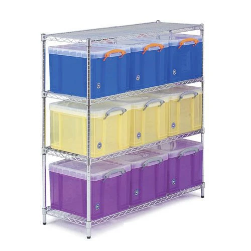 Chrome Shelving Bay With 35L Really Useful Boxes - Make Your Selection 3 Chrome Shelving Bay With 35L Really Useful Boxes - Make Your Selection
