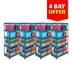 4 Bay Offer - Budget Shelving Blue - 1720h 900w With 5 Shelves -Storage Equipment Store AIG3884289