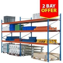 2 Bay Long Span Shelving With 3 Chipboard Shelves - Offer 7 2 Bay Long Span Shelving With 3 Chipboard Shelves - Offer -Storage Equipment Store AIG3884549