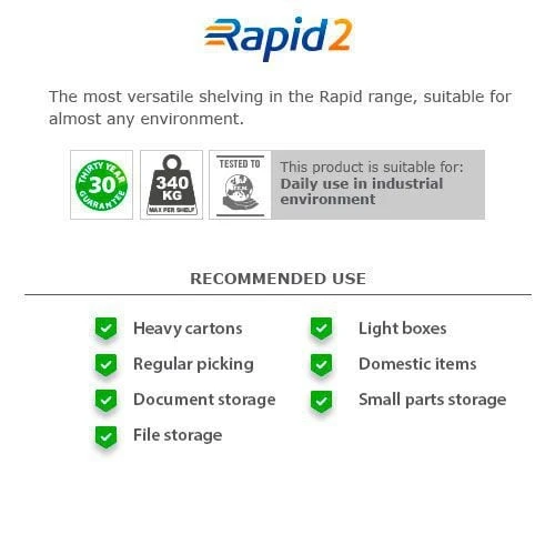 Rapid 2 Single Rail Garment Shelving With 2 Levels - 1980h 4 Rapid 2 Single Rail Garment Shelving With 2 Levels - 1980h - Image 2