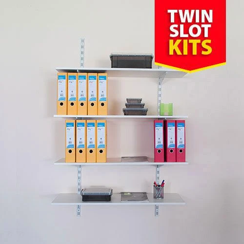 Wall Mounted Twin Slot Shelving With 4 Shelves 4 Wall Mounted Twin Slot Shelving With 4 Shelves - Image 2