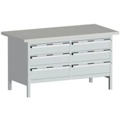 Bott Cubio Heavy Duty Workbench With Lino Worktop & Drawers HxWxD 840x1500x750mm -Storage Equipment Store AIG3979365