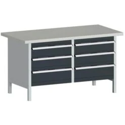 Bott Cubio Heavy Duty Workbench With Lino Worktop & Drawers HxWxD 840x1500x750mm -Storage Equipment Store AIG3979407
