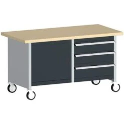 Bott Cubio Mobile Workbench With MPX Worktop HxWxD 840x1500x750mm -Storage Equipment Store AIG3979822