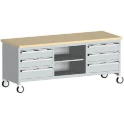 Bott Cubio Mobile Workbench With MPX Worktop HxWxD 840x2000x750mm -Storage Equipment Store AIG3979848