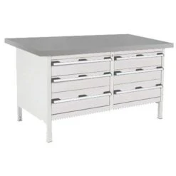 Bott Cubio Heavy Duty Workbench With Lino Worktop & Drawers HxWxD 840x1500x750mm -Storage Equipment Store AIG4068284