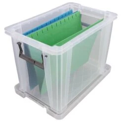 Manutan 18.5L Box Clear With Grey Handles -Storage Equipment Store AIG4397573