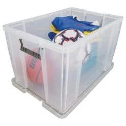 85 Litre Clear Plastic Storage Boxes - Clip Lock Lids - Manutan UK -Storage Equipment Store AIG4397579