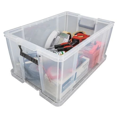 70 Litre Clear Plastic Storage Boxes - Clip Lock Lids - Manutan UK 4 70 Litre Clear Plastic Storage Boxes - Clip Lock Lids - Manutan UK - Image 2