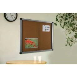 Cube Enclosed Bulletin Board - Cork Board - Safety Glass Door -Storage Equipment Store AIG449805