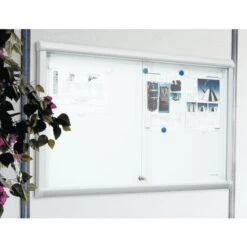 Leader Indoor Enclosed Bulletin Board With Sliding Doors - Aluminium Board - Security Glass Door -Storage Equipment Store AIG449872