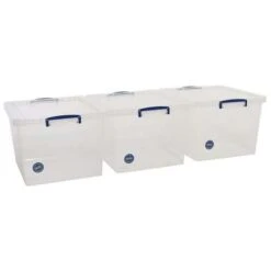 33.5L Really Useful Storage Boxes - Pack Of 3 - Transparent Plastic -Storage Equipment Store AIG5393014