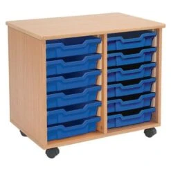 Mobile Melamine Storage Unit (635h X 705w) Complete With 12 Shallow Gratnells Trays -Storage Equipment Store AIG5501808