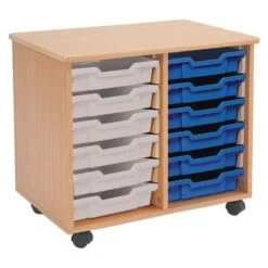 Mobile Melamine Storage Unit (635h X 705w) Complete With 12 Shallow Gratnells Trays -Storage Equipment Store AIG5501809