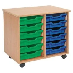 Mobile Melamine Storage Unit (635h X 705w) Complete With 12 Shallow Gratnells Trays -Storage Equipment Store AIG5501810