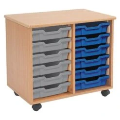 Mobile Melamine Storage Unit (635h X 705w) Complete With 12 Shallow Gratnells Trays -Storage Equipment Store AIG5501811