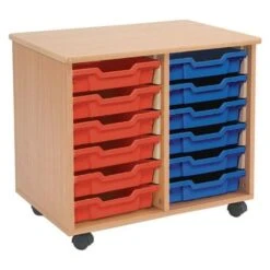 Mobile Melamine Storage Unit (635h X 705w) Complete With 12 Shallow Gratnells Trays -Storage Equipment Store AIG5501812