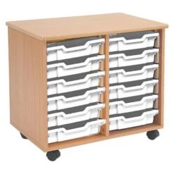 Mobile Melamine Storage Unit (635h X 705w) Complete With 12 Shallow Gratnells Trays -Storage Equipment Store AIG5501813